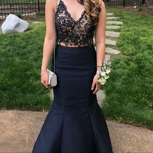 Navy Blue two piece prom dress